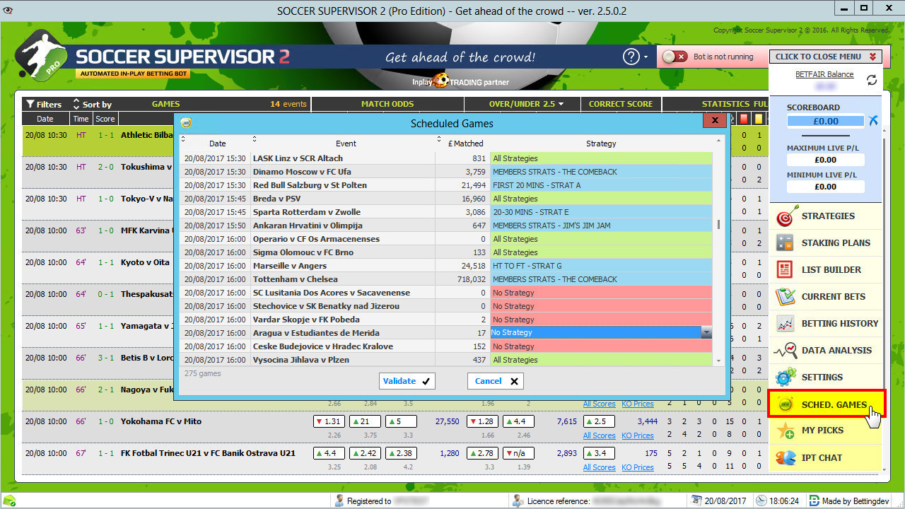Soccer Supervisor 2 – Scheduled Games, For Live Score Inplay Betting Strategies.