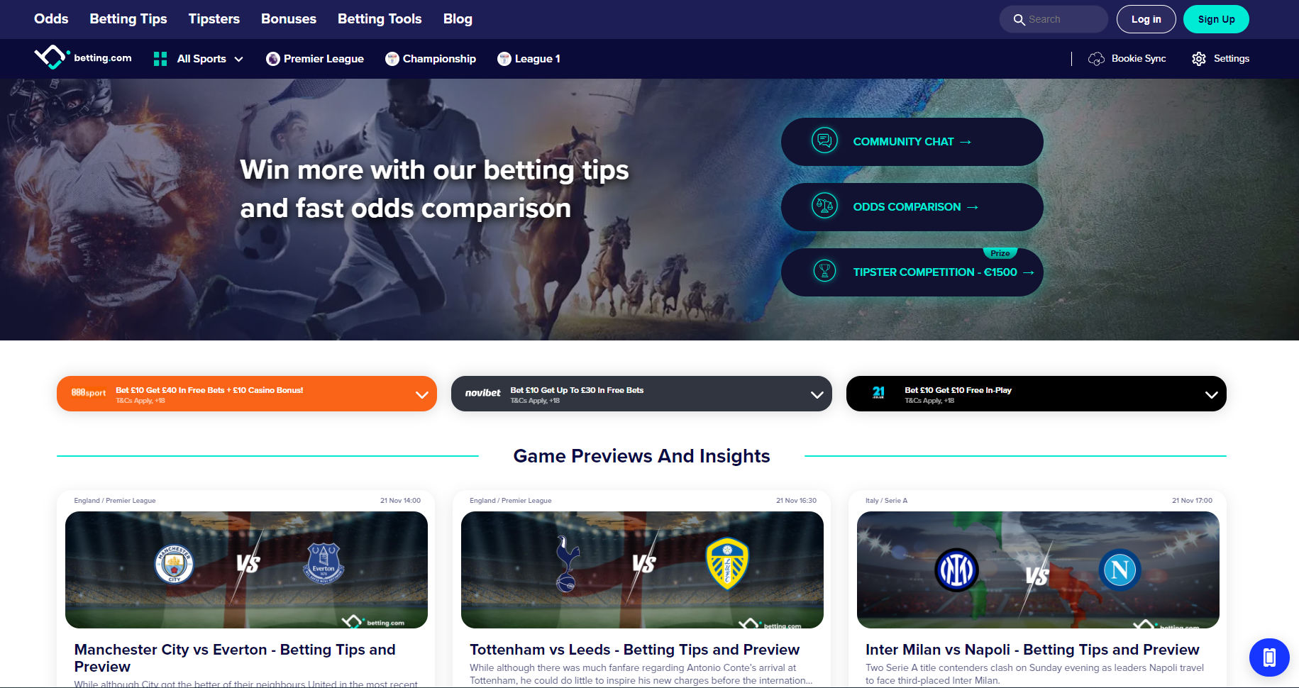 Betting.com Homepage