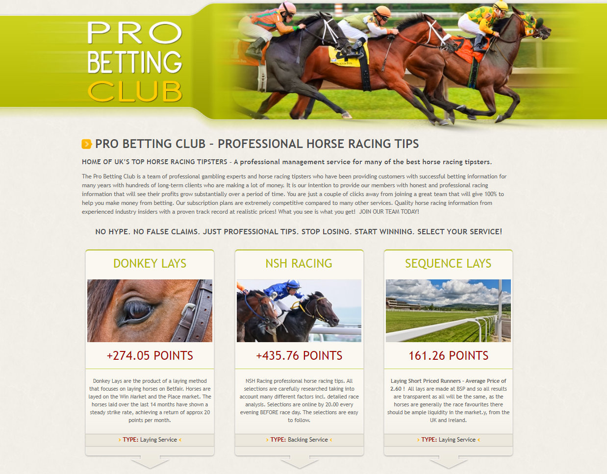 Pro Betting Club Homepage
